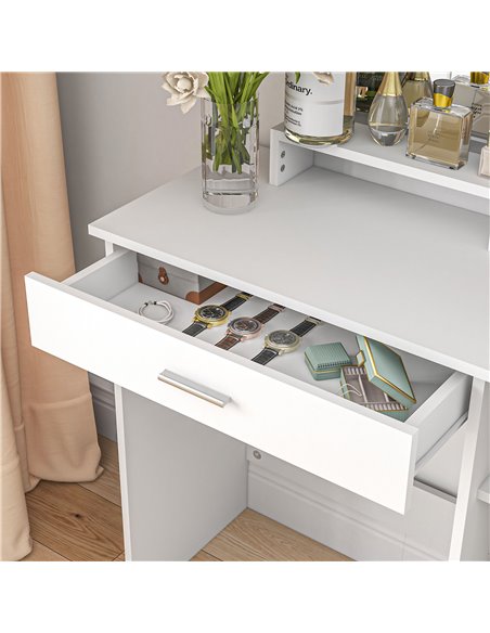 HOMCOM Simple and Modern Dressing Table, with Storage - White 831-698V80WT - pic 85420 | FastDaddyshop