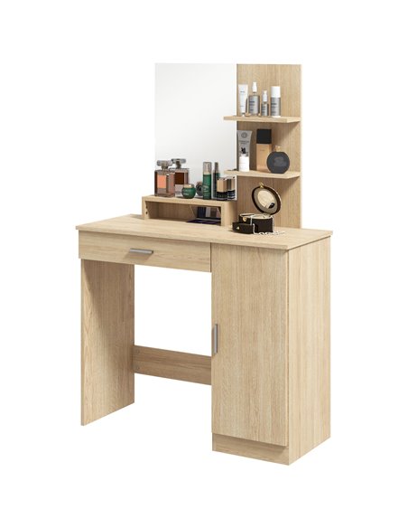 HOMCOM Simple and Modern Dressing Table, with Storage - Maple Wood-effect 831-698V80ND - pic 85421 | FastDaddyshop