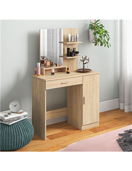 HOMCOM Simple and Modern Dressing Table, with Storage - Maple Wood-effect 831-698V80ND - pic 85422 | FastDaddyshop