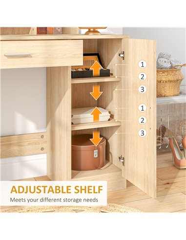 HOMCOM Simple and Modern Dressing Table, with Storage - Maple Wood-effect 831-698V80ND
