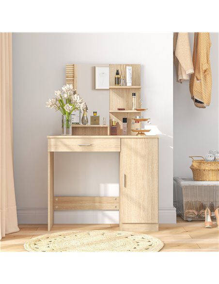 HOMCOM Simple and Modern Dressing Table, with Storage - Maple Wood-effect 831-698V80ND - pic 85427 | FastDaddyshop
