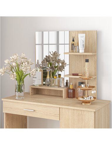 HOMCOM Simple and Modern Dressing Table, with Storage - Maple Wood-effect 831-698V80ND