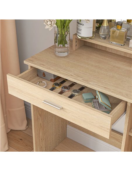 HOMCOM Simple and Modern Dressing Table, with Storage - Maple Wood-effect 831-698V80ND - pic 85429 | FastDaddyshop