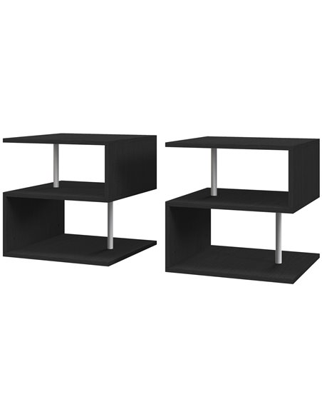 HOMCOM S Shape Cube Coffee Table, 2 Tier Storage, Black, Set of 2, Versatile Organizer for Living Room, Office 833-P062 - pic 85457 | FastDaddyshop