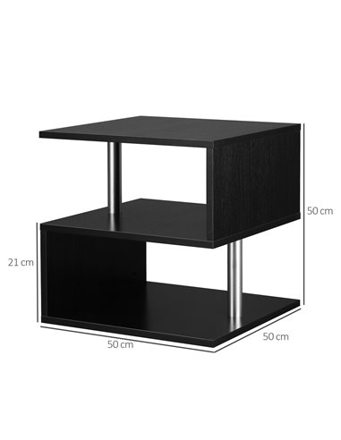 HOMCOM S Shape Cube Coffee Table, 2 Tier Storage, Black, Set of 2, Versatile Organizer for Living Room, Office 833-P062