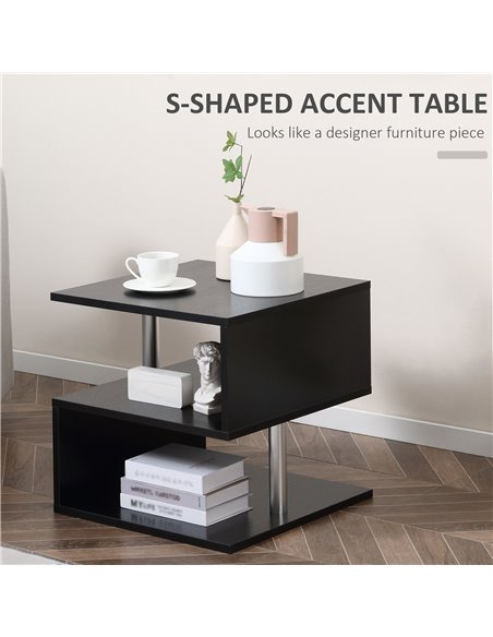 HOMCOM S Shape Cube Coffee Table, 2 Tier Storage, Black, Set of 2, Versatile Organizer for Living Room, Office 833-P062 - pic 85460 | FastDaddyshop