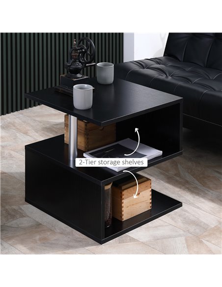 HOMCOM S Shape Cube Coffee Table, 2 Tier Storage, Black, Set of 2, Versatile Organizer for Living Room, Office 833-P062 - pic 85461 | FastDaddyshop