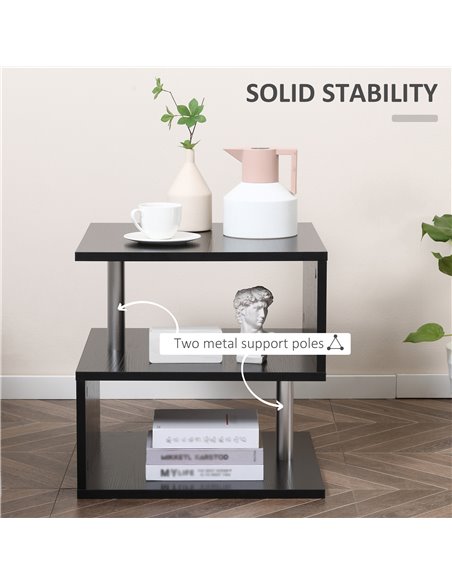 HOMCOM S Shape Cube Coffee Table, 2 Tier Storage, Black, Set of 2, Versatile Organizer for Living Room, Office 833-P062 - pic 85462 | FastDaddyshop