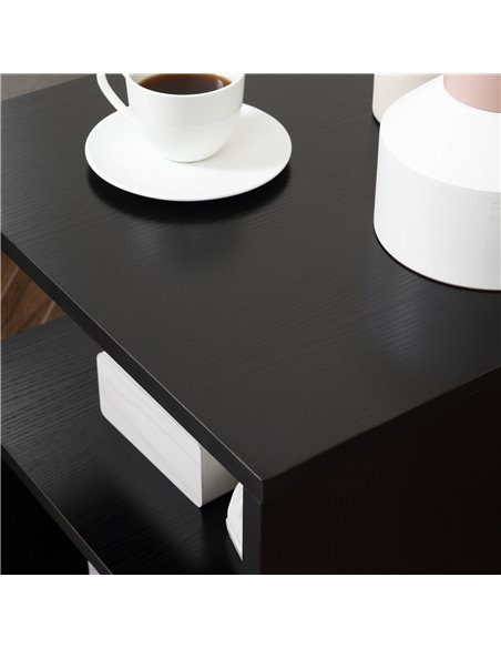 HOMCOM S Shape Cube Coffee Table, 2 Tier Storage, Black, Set of 2, Versatile Organizer for Living Room, Office 833-P062 - pic 85463 | FastDaddyshop