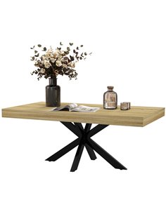HOMCOM Industrial Coffee Table, Rectangular End Table with Crossed Steel Frame for Living Room, 110 x 60 x 45cm, Natural Wood Fi