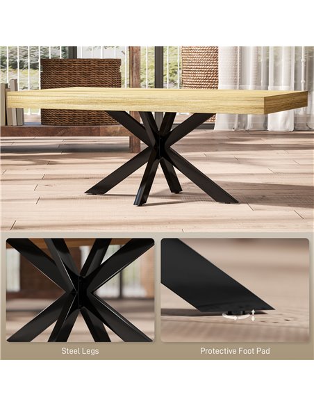 HOMCOM Industrial Coffee Table, Rectangular End Table with Crossed Steel Frame for Living Room, 110 x 60 x 45cm, Natural Wood Fi - pic 85506 | FastDaddyshop
