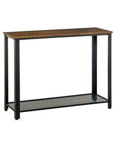HOMCOM 2-Tier Console Table Side/End Table w/ Bottom Mesh Shelf Rectangular Adjustable Feet For Living Room Entryway Hallway Bro