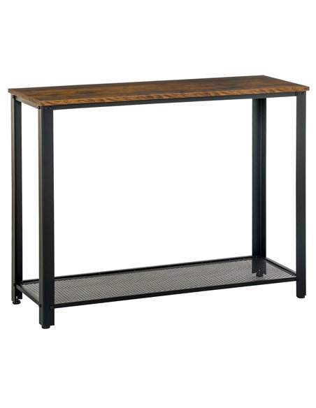 HOMCOM 2-Tier Console Table Side/End Table w/ Bottom Mesh Shelf Rectangular Adjustable Feet For Living Room Entryway Hallway Bro - pic 85529 | FastDaddyshop