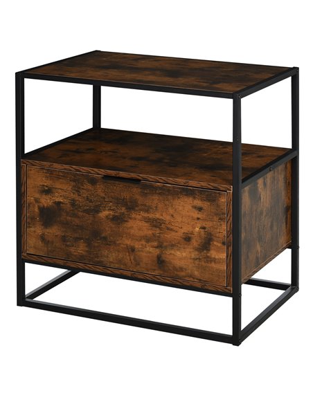 HOMCOM Industrial Side Table: Retro Steel-Frame Unit with Drawer, Open Shelf, Two-Tone Finish 838-039 - pic 85547 | FastDaddyshop