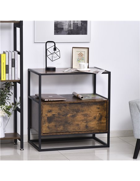 HOMCOM Industrial Side Table: Retro Steel-Frame Unit with Drawer, Open Shelf, Two-Tone Finish 838-039 - pic 85548 | FastDaddyshop