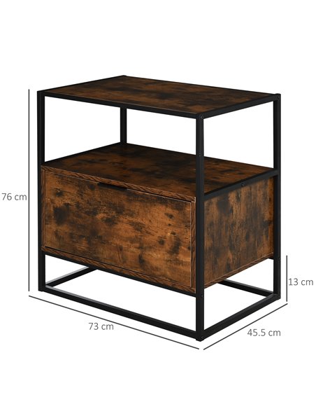 HOMCOM Industrial Side Table: Retro Steel-Frame Unit with Drawer, Open Shelf, Two-Tone Finish 838-039 - pic 85549 | FastDaddyshop