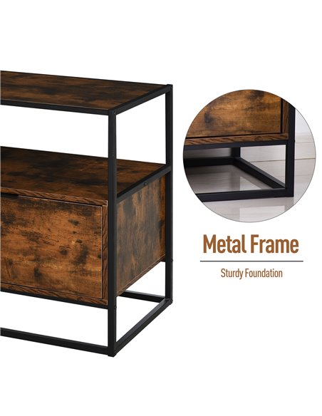 HOMCOM Industrial Side Table: Retro Steel-Frame Unit with Drawer, Open Shelf, Two-Tone Finish 838-039 - pic 85552 | FastDaddyshop