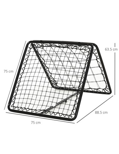 HOMCOM Rebound Trainer: Dual-Sided Net for Ball Sports Drills, Angle Adjustable, 75L x 75W cm A90-222