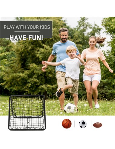HOMCOM Rebound Trainer: Dual-Sided Net for Ball Sports Drills, Angle Adjustable, 75L x 75W cm A90-222