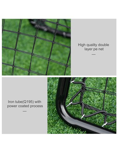 HOMCOM Rebound Trainer: Dual-Sided Net for Ball Sports Drills, Angle Adjustable, 75L x 75W cm A90-222