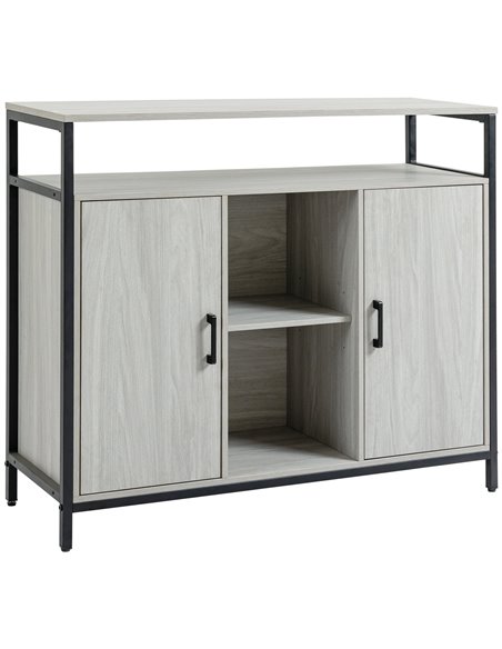 HOMCOM Contemporary Sideboard: Steel-Framed Storage Cabinet with Adjustable Shelves, 2 Doors, Light Grey, for Living Room & Hall - pic 85628 | FastDaddyshop