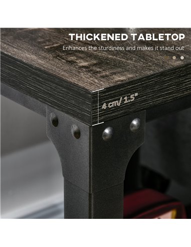 HOMCOM Industrial Side Table Set of 2 with Storage Shelf, Bedside Tables with Steel Frame and Thickened Top, Living Room Bedroom