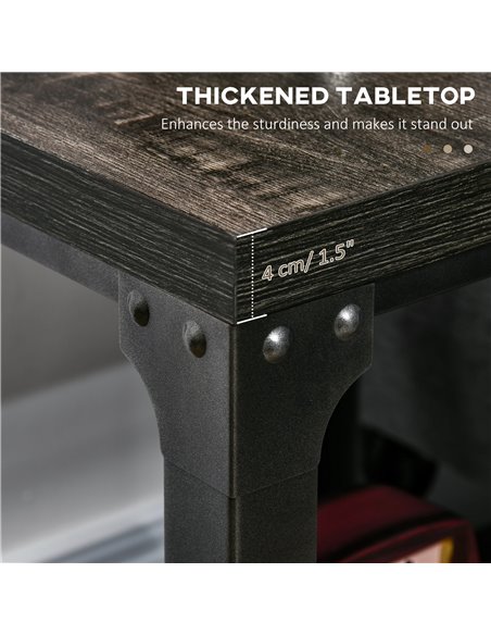 HOMCOM Industrial Side Table Set of 2 with Storage Shelf, Bedside Tables with Steel Frame and Thickened Top, Living Room Bedroom - pic 85641 | FastDaddyshop