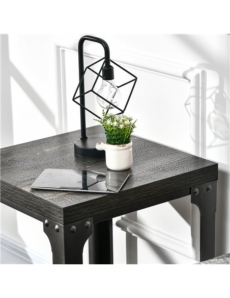 HOMCOM Industrial Side Table Set of 2 with Storage Shelf, Bedside Tables with Steel Frame and Thickened Top, Living Room Bedroom - pic 85644 | FastDaddyshop