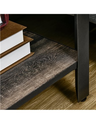 HOMCOM Industrial Side Table Set of 2 with Storage Shelf, Bedside Tables with Steel Frame and Thickened Top, Living Room Bedroom