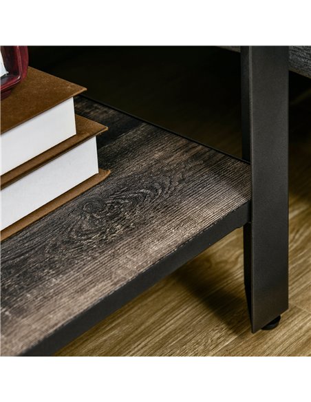 HOMCOM Industrial Side Table Set of 2 with Storage Shelf, Bedside Tables with Steel Frame and Thickened Top, Living Room Bedroom - pic 85645 | FastDaddyshop