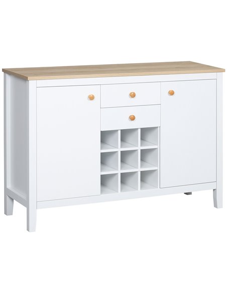 HOMCOM Buffet Cabinet, Rustic Sideboard with 9-bottle Wine Rack, Storage Cabinets, Drawers and Adjustable Shelves, Natural Handl - pic 85646 | FastDaddyshop