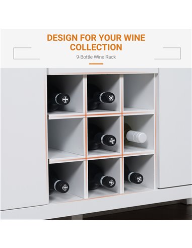 HOMCOM Buffet Cabinet, Rustic Sideboard with 9-bottle Wine Rack, Storage Cabinets, Drawers and Adjustable Shelves, Natural Handl