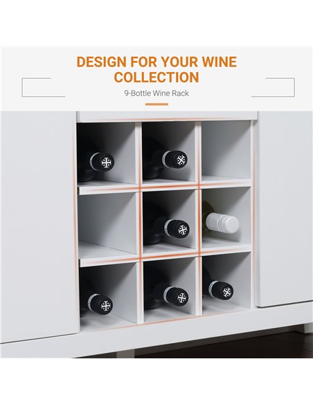 HOMCOM Buffet Cabinet, Rustic Sideboard with 9-bottle Wine Rack, Storage Cabinets, Drawers and Adjustable Shelves, Natural Handl - pic 85650 | FastDaddyshop