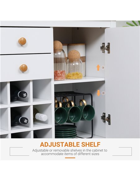 HOMCOM Buffet Cabinet, Rustic Sideboard with 9-bottle Wine Rack, Storage Cabinets, Drawers and Adjustable Shelves, Natural Handl - pic 85651 | FastDaddyshop