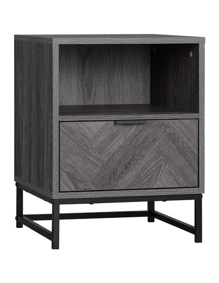 HOMCOM Bedside Table with Drawer and Shelf, Side End Table with Steel Legs for Living Room, Bedroom, Dark Grey 831-507 - pic 85673 | FastDaddyshop