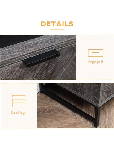 HOMCOM Bedside Table with Drawer and Shelf, Side End Table with Steel Legs for Living Room, Bedroom, Dark Grey 831-507