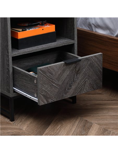 HOMCOM Bedside Table with Drawer and Shelf, Side End Table with Steel Legs for Living Room, Bedroom, Dark Grey 831-507 - pic 85681 | FastDaddyshop