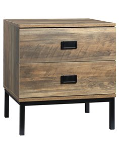 HOMCOM Retro Bedside Table with 2 Drawers, Metal Frame End Side Table for Bedroom, Living Room, Coffee 831-489