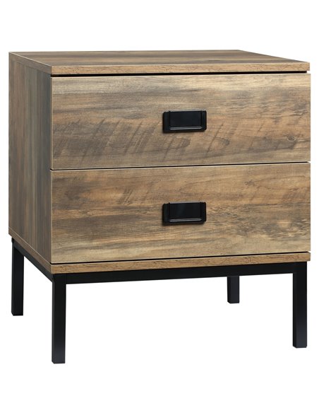 HOMCOM Retro Bedside Table with 2 Drawers, Metal Frame End Side Table for Bedroom, Living Room, Coffee 831-489 - pic 85682 | FastDaddyshop