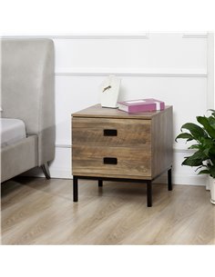 HOMCOM Retro Bedside Table with 2 Drawers, Metal Frame End Side Table for Bedroom, Living Room, Coffee 831-489 2