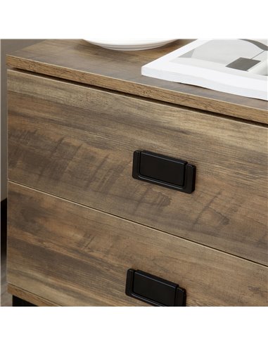 HOMCOM Retro Bedside Table with 2 Drawers, Metal Frame End Side Table for Bedroom, Living Room, Coffee 831-489