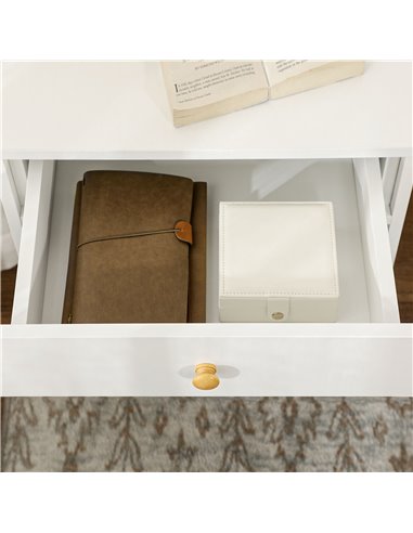 HOMCOM Bedside Table with Drawer and Bottom Shelf, Square Side End Table for Bedroom, Living Room, White 831-492