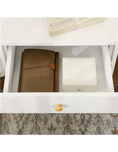 HOMCOM Bedside Table with Drawer and Bottom Shelf, Square Side End Table for Bedroom, Living Room, White 831-492 - pic 85715 | FastDaddyshop
