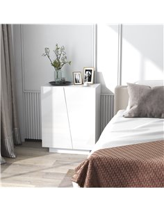 HOMCOM Wooden Freestanding Storage Cabinet for Bedroom, High Gloss Sideboard with Adjustable Shelves, White 838-372V00WT 2