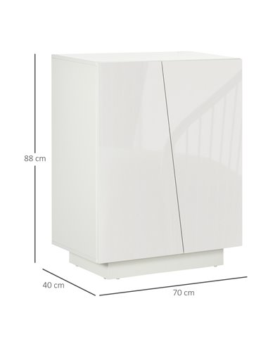 HOMCOM Wooden Freestanding Storage Cabinet for Bedroom, High Gloss Sideboard with Adjustable Shelves, White 838-372V00WT