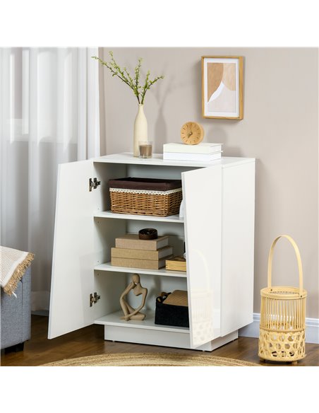 HOMCOM Wooden Freestanding Storage Cabinet for Bedroom, High Gloss Sideboard with Adjustable Shelves, White 838-372V00WT - pic 85724 | FastDaddyshop