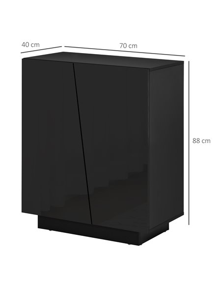 HOMCOM Bedroom Freestanding Cabinet, Wooden High Gloss Sideboard, Storage Cupboard with Adjustable Shelves, Black 838-372V00BK - pic 85729 | FastDaddyshop