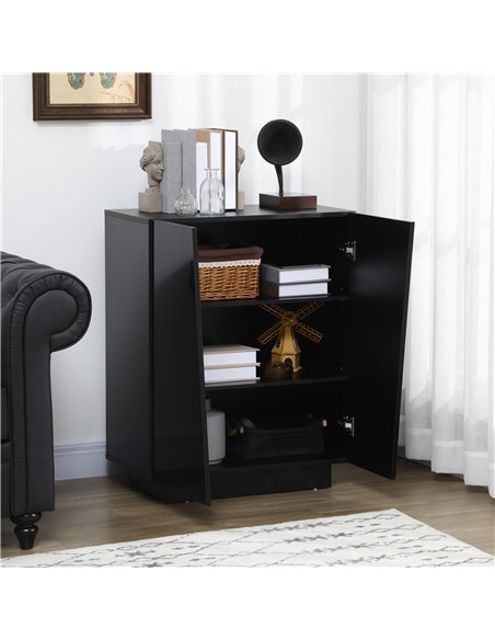 HOMCOM Bedroom Freestanding Cabinet, Wooden High Gloss Sideboard, Storage Cupboard with Adjustable Shelves, Black 838-372V00BK - pic 85733 | FastDaddyshop