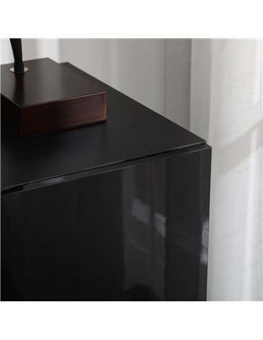 HOMCOM Bedroom Freestanding Cabinet, Wooden High Gloss Sideboard, Storage Cupboard with Adjustable Shelves, Black 838-372V00BK