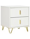HOMCOM Bedside Table with 2 Drawers, Side End Table, Nightstand with Metal Frame for Living Room, Bedroom, White 831-641V00WT